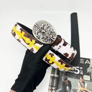 Cinturón de cuero de alta calidad de moda más nuevo para hombres y mujeres personalizado clásico cebra colorido Cruz Punk cinturón Metal venta al por mayor Hiphop - Product Image 4