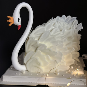 Crown Swan 3D Soft Rubber Neck Cake Topper Valentine's Day Reusable Decoration Heart Shape Birthday Party Ornament - Product Image 2