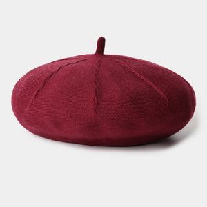 Vintage France béret chapeau pour femmes mélange de laine Slouchy <span class=keywords><strong>Crochet</strong></span> Beanie doux tricot uni pour l'hiver tenue décontractée et fêtes - Product Image 5