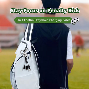 สายชาร์จ USB รูปทรงฟุตบอลแบบกำหนดเอง ของขวัญ ดีไซน์ลูกบอลกีฬา พวงกุญแจอเนกประสงค์ สายชาร์จ 3 in 1 - Product Image 6