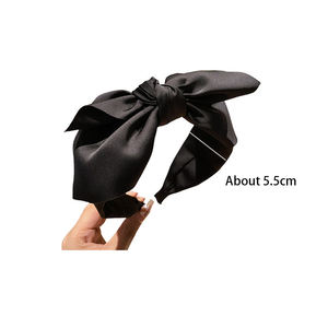 ربطة رأس ساتان كورية عتيقة ، ربطة رأس ساتان بلون واحد ، قماش عريض بفيونكة ، ربطة رأس مكياج لغسيل النساء - Product Image 6