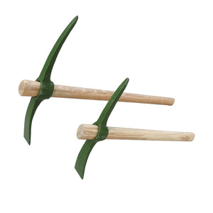 Pioche pour utilisation en extérieur sur véhicule, manche en bois ; Pioche-mattock en acier vert ; Pelle de sauvetage anti-inondation de style militaire, grande et petite, fabriquée en Chine - Product Image 5