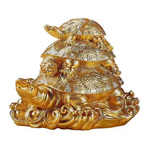 Résine Fortune Turtle Gold, Four Stack Gold Turtles <span class=keywords><strong>Feng</strong></span> <span class=keywords><strong>Shui</strong></span> pour la décoration de la maison de bureau - Product Image 1