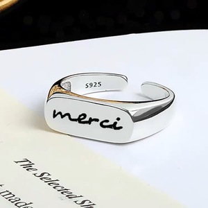 S925 Sterling Silver Letter <b>Ring</b> <b>Open</b> Design For Women Everyday Wear - Product Image 3