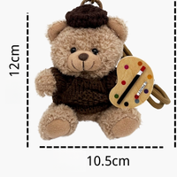 Porte-clés en peluche Ours Peintre Unique, doux, durable, de luxe, marron, avec mini palette d'artiste, jouet créatif en peluche, support de clés