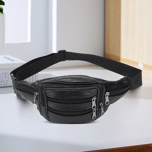 Borsa Unisex con <span class=keywords><strong>cintura</strong></span> in vita in vera pelle con chiusura a cerniera accessorio <span class=keywords><strong>da</strong></span> viaggio <span class=keywords><strong>da</strong></span> <span class=keywords><strong>uomo</strong></span> con motivo a filo realizzato in materiale PU - Product Image 2