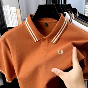 Luxe hommes 100% coton mince pour Polo séchage rapide brodé à manches courtes tricoté uniforme Anti-rides <span class=keywords><strong>Golf</strong></span> couleur unie - Product Image 5