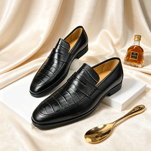 Mocasines de Cuero Genuino de Lujo para Hombre, Textura Exótica, Estilo Penny Loafer, Zapatos Formales, Ligeros y Cómodos - Product Image 4