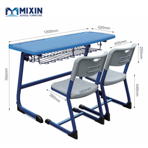 Conjunto <span class=keywords><strong>de</strong></span> Escritorio y Silla Doble Azul <span class=keywords><strong>en</strong></span> Forma <span class=keywords><strong>de</strong></span> C, Muebles Escolares <span class=keywords><strong>de</strong></span> Doble Uso para <span class=keywords><strong>Biblioteca</strong></span> Primaria - Product Image 2