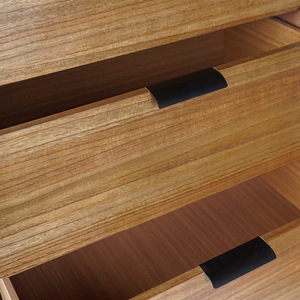 Table de chevet ronde en bois <span class=keywords><strong>avec</strong></span> 3 tiroirs, finition noyer de luxe, pour chambre à coucher, hôtel, villa, meubles - Product Image 4