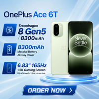 Smartphone de jeu OnePlus Ace 6T 2025 à succès avec Snapdragon 8 Gen5 / Batterie 8300 mAh 100W / Écran de jeu 6,83 pouces 165 Hz 1,5K