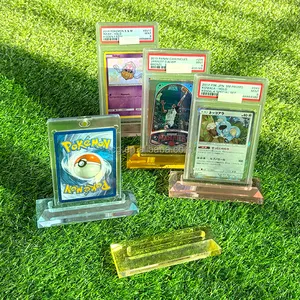 TCGカスタムクリアカラーアクリルグレードカードスタンドケース35ptスポーツSGCBGSCGCカードスラブポケットモンスタートレーディングカードディスプレイスタンド