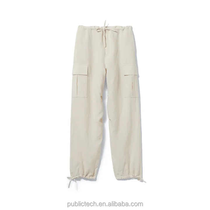 Custom Men Linen Cargo Pants - Wide Leg Track Pants