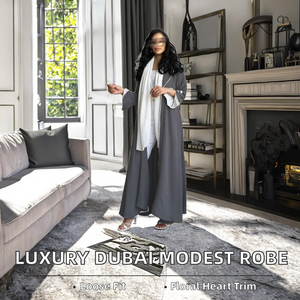 New Luxury Handmade Dubai Multi Color Contrast Piping Modest <b>Abaya</b> Muslim Women Loose Long Design Polyester Autumn Sweetheart - Product Image 2