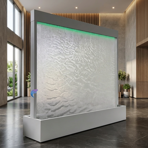 Cascade murale moderne en acier inoxydable, ornement de jardin autoportant, finition polie, éclairage sans fil à changement de couleur - Product Image 3