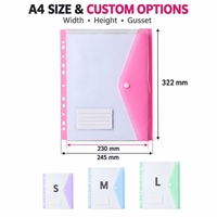 Pochette de classement A4 extensible personnalisée, 11 trous, enveloppe transparente en PP avec fermeture à pression, logo OEM, couleur et taille au choix
