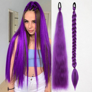 วิกผมหางม้าสีม่วงแบบถักเปีย ทำจากเส้นใยทนความร้อนสูง น้ำหนัก 140 กรัม สำหรับผู้หญิง ยี่ห้อเหอหนาน - Product Image 1