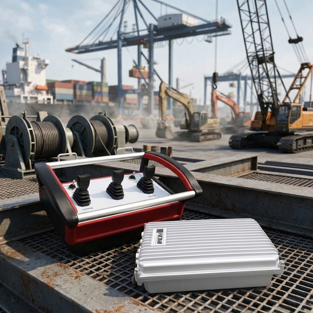 Industrial Wireless Remote Control for Industrial Hydraulic Equipment 48V DC 3-Axis Joystick for Harbor Deck Cranes