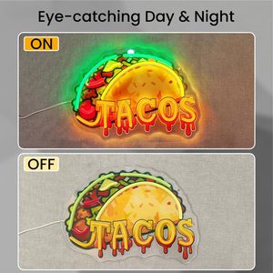 Lumière d'ambiance LED néon Taco, dimmable, alimentée par USB, pour vitrine, décoration de magasin, indicateur de rue, éclairage paysager, personnalisable 5V - Product Image 3
