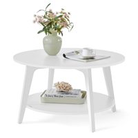 Table basse moderne portable et écologique en bois de pin rond à 2 niveaux, multifonctionnelle avec espace de rangement, meubles de salon pour gagner de la place