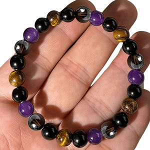 Oeil de Tigre Naturel Imitation Améthyste <span class=keywords><strong>Quartz</strong></span> <span class=keywords><strong>Fumé</strong></span> <span class=keywords><strong>Bracelet</strong></span> Pas Cher Exquis Cadeau <span class=keywords><strong>Bracelet</strong></span> En Gros - Product Image 2