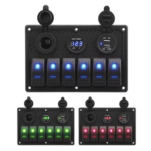 WCH 6+3 Boat <b>Switch</b> Panel With Voltage Meter <b>USB</b> Charger For RV Yacht Control Blue Red Green - Product Image 3