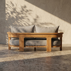 Modernes Minimalistisches Teak-Outdoor-Sofa-Set Massivholz Garten-Terrassen-Couch für Kleine Innenhöfe Balkone Terrassen - Product Image 5