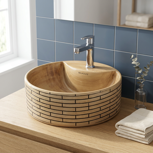 Pour lavabo de salle de bain rond une pièce en granit moderne de taille personnalisée avec égouttoir - Product Image 2