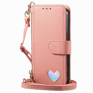 For Samsung <strong>Galaxy</strong> S25 Ultra/A16/A17/A25/A05 Cross Shoulder Wallet Flip case Cover <strong>Heart</strong> Design - Product Image 3