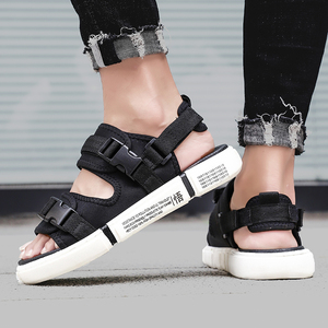 Unisex düz plaj slaytlar Sandal rahat moda yumuşak rahat kolay eşleştirme kanca & döngü ayarlanabilir boyutu - Product Image 4