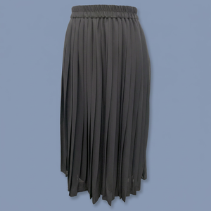 Viraak Exports Women's <b>Black</b> <b>Pleated</b> Chiffon Mid-Calf <b>Skirt</b> Elastic Waist Soft Solid Design Elegant Polyester All Seasons Wear - Product Image 3