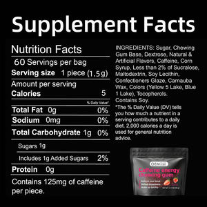 OEM sıcak satış nane enerjisi sakız çilek lezzet kafein sakız destek enerji ve odak - Product Image 2