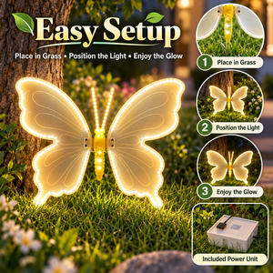 Lampe de jardin papillon LED, décoration extérieure, en alliage d'aluminium, ornement paysager pour les fêtes, blanc chaud, blanc froid - Product Image 2