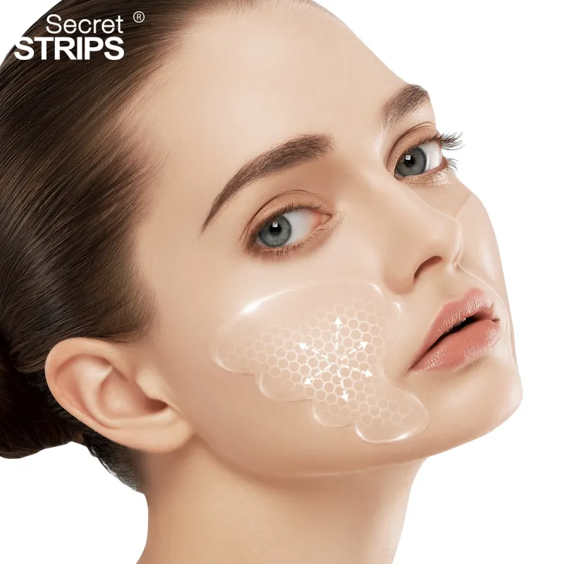 Novo produto revolucionário máscara anti-idade patenteada para cuidados com a pele máscara facial luxuosa anti-dobras nasolabiais tiras de cuidado