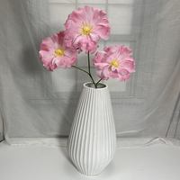 Usine En Gros Élégant Multi Couleur 3 Têtes Tige Faux Soie Hibiscus Artificielle Fleur D'hibiscus dans Un Vase pour La Décoration De Mariage