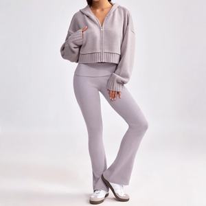 Felpa Sportiva con <span class=keywords><strong>Zip</strong></span> Personalizzata, Abbigliamento Sportivo su Misura, <span class=keywords><strong>Cardigan</strong></span> Lavorato a Maglia con <span class=keywords><strong>Zip</strong></span> per <span class=keywords><strong>Donna</strong></span> - Product Image 5