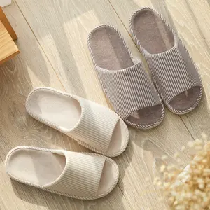 Pantoufles antidérapantes de sol pour la maison de Style japonais, chaussons d'intérieur pour Couple, semelle en coton et en lin, quatre saisons,