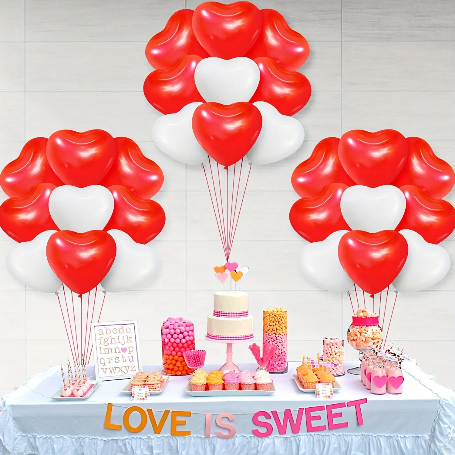 New 30pcs Red White Heart Shaped Balloons Valentine's Day Anniversary Romantic Decoration Heart Shaped Balloons
