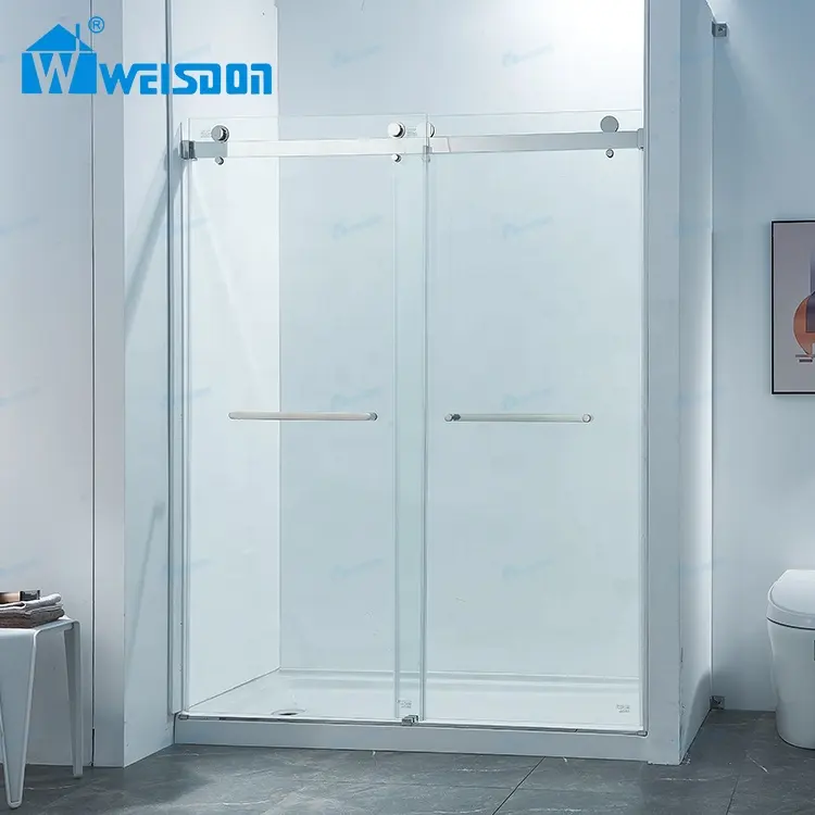 5 Years Warranty Stainless Steel Shower Screen Double Sliding Tempered Glass Frameless Shower Door