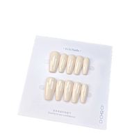 Kuku Palsu Warna Polos Panjang Buatan Tangan Sederhana Kecantikan Kuku UV Jepang Warna Putih Solid Bahan ABS Press-On Bersertifikat CE