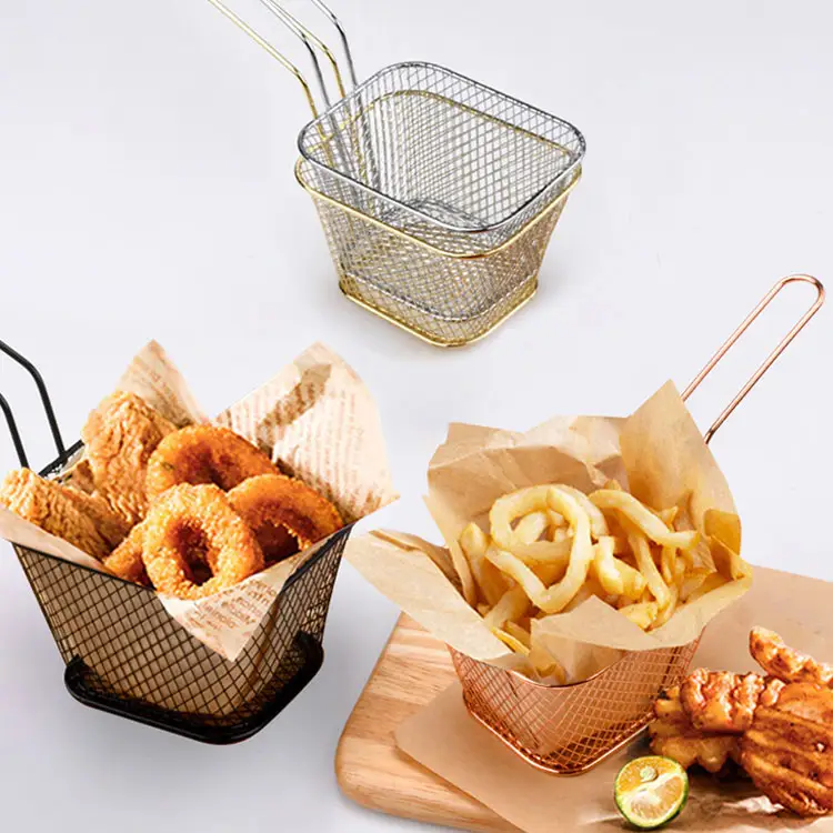 Hot Sale Products Kitchen Accessories Gold Color Metal Fried Chips Basket Utensils Kitchen Tools Picture LK556