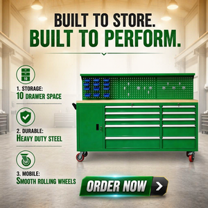 Coffre à outils vert, armoire à outils roulante avec roues, tiroirs, <span class=keywords><strong>garage</strong></span>, robuste, réparation automobile, chariot de rangement d'outils mobile - Product Image 3