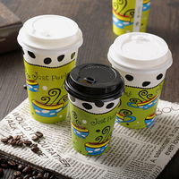Gobelet en papier jetable pour café à emporter, calibre 90, 400/500 ml, pour boissons froides et chaudes, style européen, avec couvercle, idéal pour les fêtes et le thé