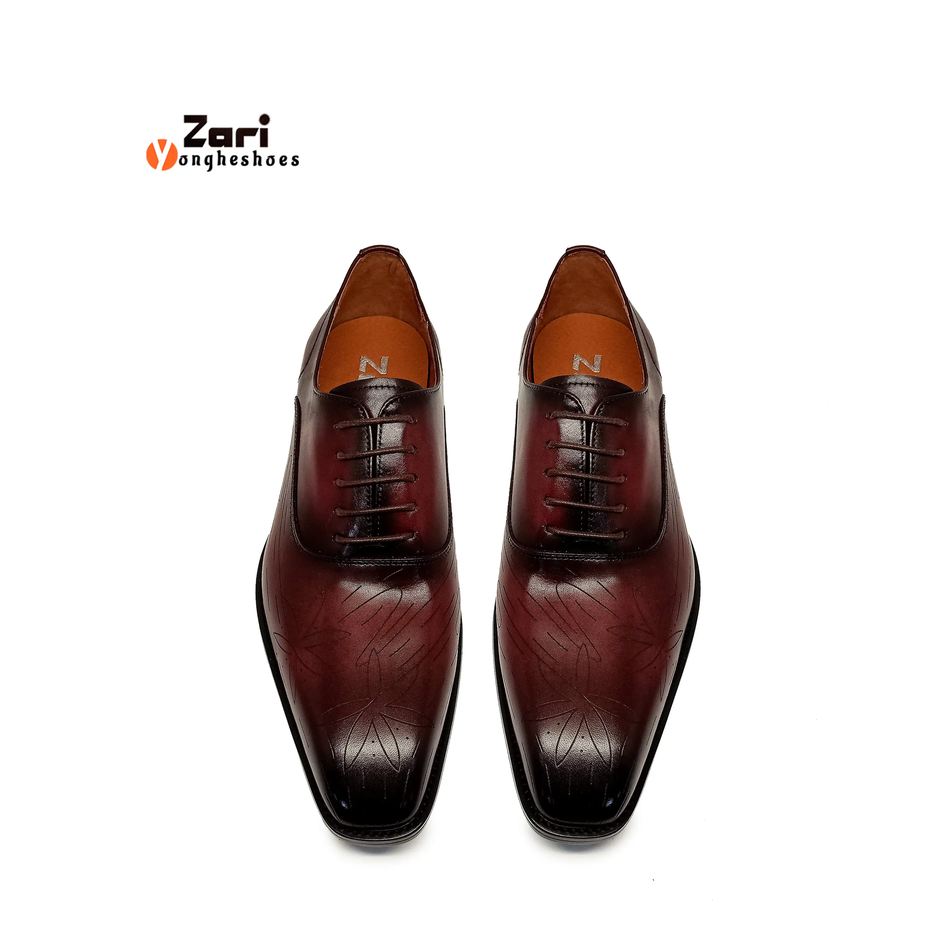 Zari good quality calzado masculino men slip laser leather shoes dress man oxford