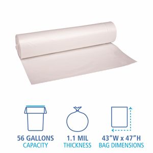 ถุงขยะแบบม้วน ขนาด 56 แกลลอน ยี่ห้อ Boardwalk 10 ม้วน 10 ถุง ความหนา 1.1 มิล ผลิตจากโพลีเอทิลีนความหนาแน่นต่ำ ขนาด 43x47 นิ้ว แบบใส สำหรับใช้ในครัวเรือน - Product Image 4