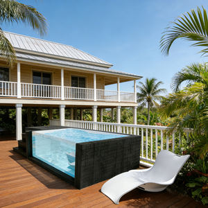 Above Ground <b>Pool</b> with Built-In Wood Lounge Area and Complete <b>Filter</b> <b>Pump</b> and Waterfall Accessory Kit <b>Pool</b> - Product Image 5