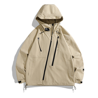Veste coupe-vent imperméable pour hommes pour l'automne hiver Manteau d'extérieur à coquille souple avec fermeture éclair et motif de lettres pour la randonnée