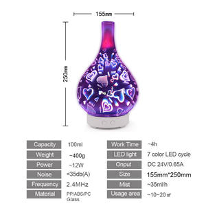 Glass Aroma <b>Diffuser</b> Essential <b>Oil</b> Humidifier Led Light Home Use 100-200ml Electric 2-8 Hour Timing - Product Image 5