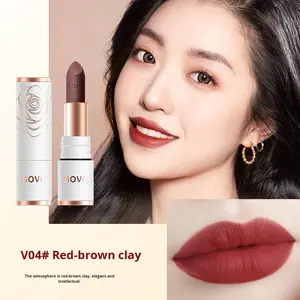 Rouge à lèvres <span class=keywords><strong>GOVO</strong></span> Silk Bloom - Fini mat velours léger, ne colle pas toute la journée, teinte lait au thé et haricot rouge, anti-transfert et hydratant - Product Image 6