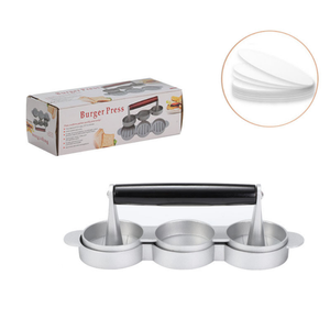 Outil de pressage à <span class=keywords><strong>viande</strong></span> en alliage d'aluminium à 3 cavités Hamburger Patty Sandwich Maker <span class=keywords><strong>Moule</strong></span> antiadhésif <span class=keywords><strong>pour</strong></span> steak de boeuf <span class=keywords><strong>pour</strong></span> barbecue pique-nique camping - Product Image 3